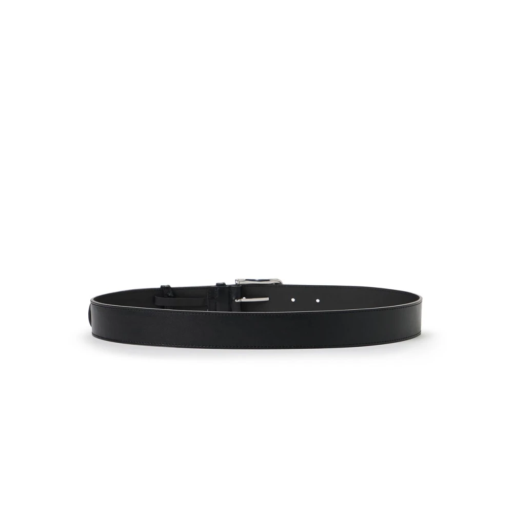 Iceberg Zwarte nappa riem met reliëf logodetail en nikkelkleurige gesp Black Heren