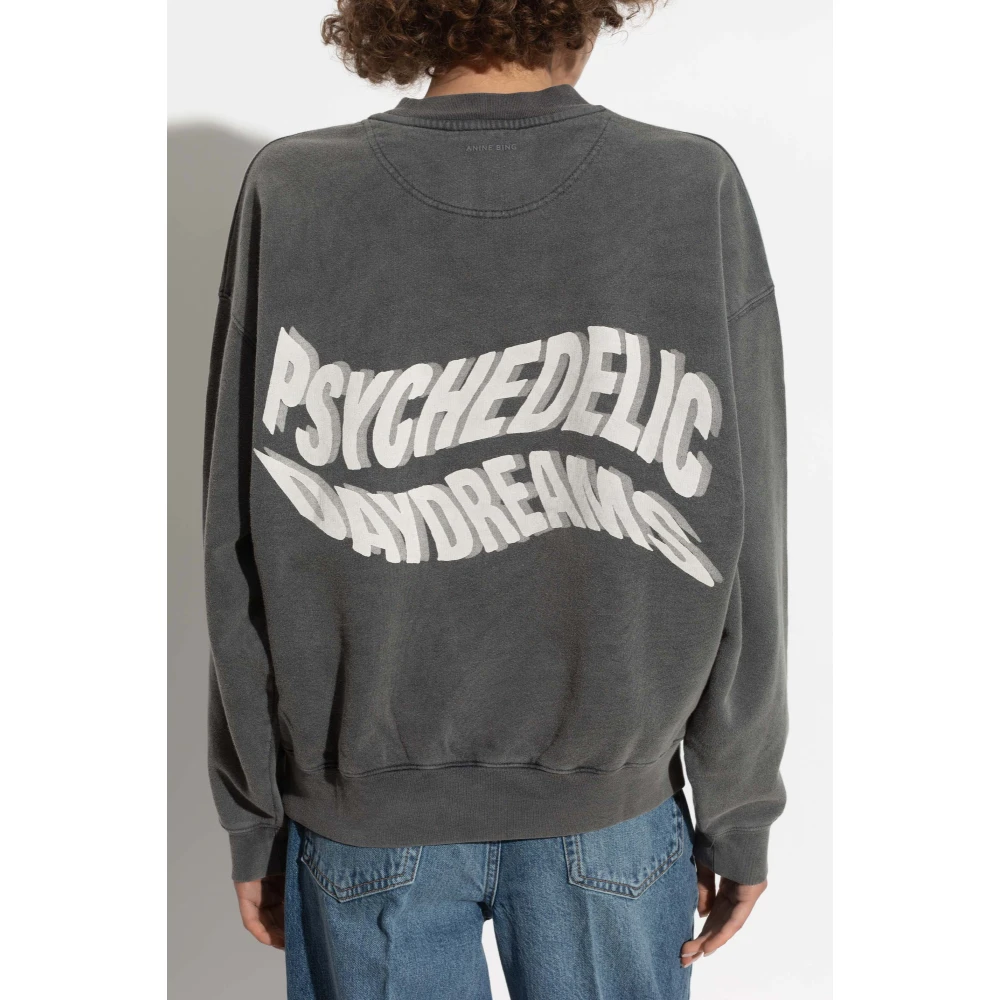 Anine Bing Sweatshirt met Geprint Logo Gray Dames