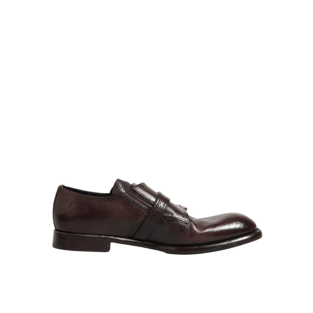 Dolce & Gabbana Men's Brown Leather Monk Strap Formal Shoes