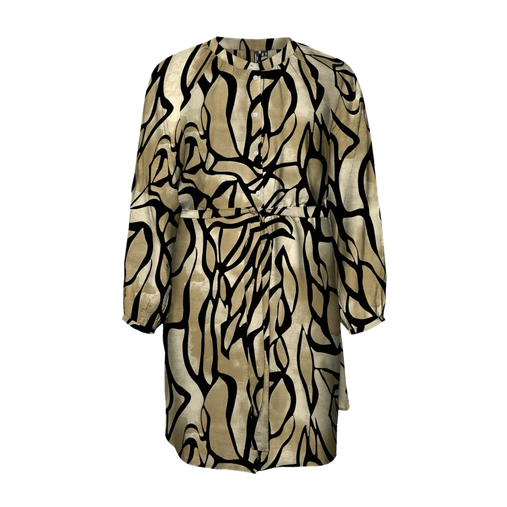 Vero Moda Zwarte Jurk met Lange Mouwen en Gebogen Zoom Multicolor Dames