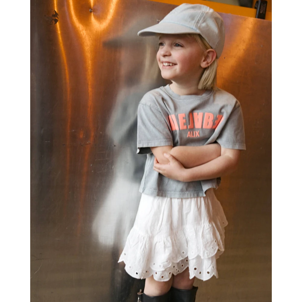Alix The Label Kinderen Gebreide Geknipte T-shirt Gray Dames