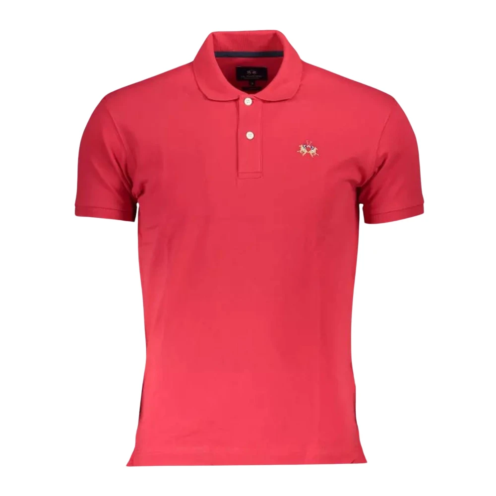 La Martina Men's Red Polo Shirts,, Cotton Polo Shirt With Contrasting Details And Logo Embroidery Extra Large
