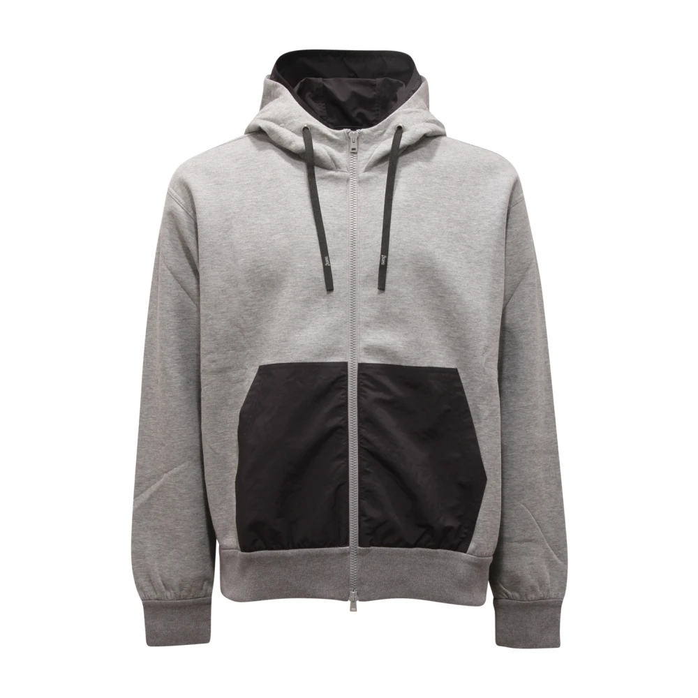 Herno Mannelijk Grijs Hoodies & Sweatvesten Heren, Xl, Katoen, Sweatshirt Met Ritssluiting