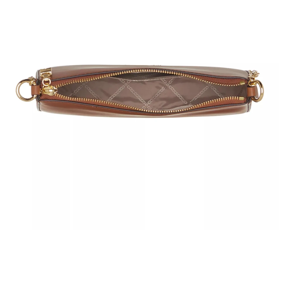 Michael Kors Bruine leren schoudertas met gouden details Brown Dames