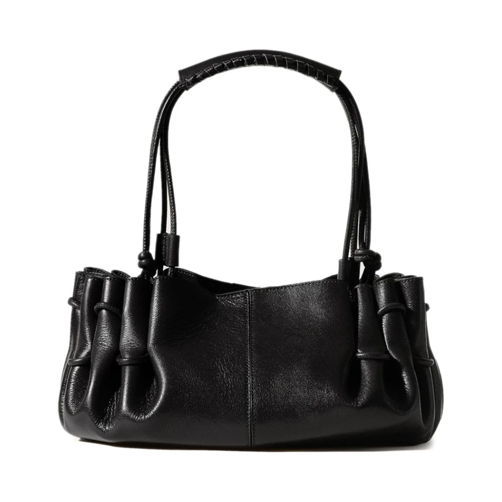 Hereu Zwarte Schoudertas met Knoopdetail Black Dames