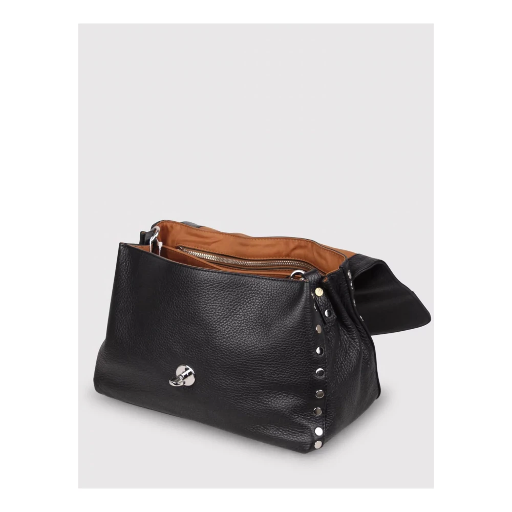 Zanellato Zwarte Gehamerde Tas met Bamboe Handvat Black Dames