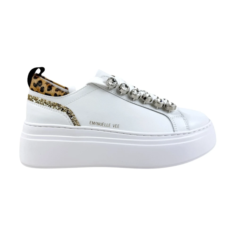 Emanuelle Vee Bice Sneaker Strass Pelle 461P-901-13-P003 Dames Schoenen Wit