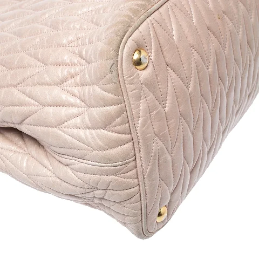 Miu Pre-owned Leather totes Beige Dames