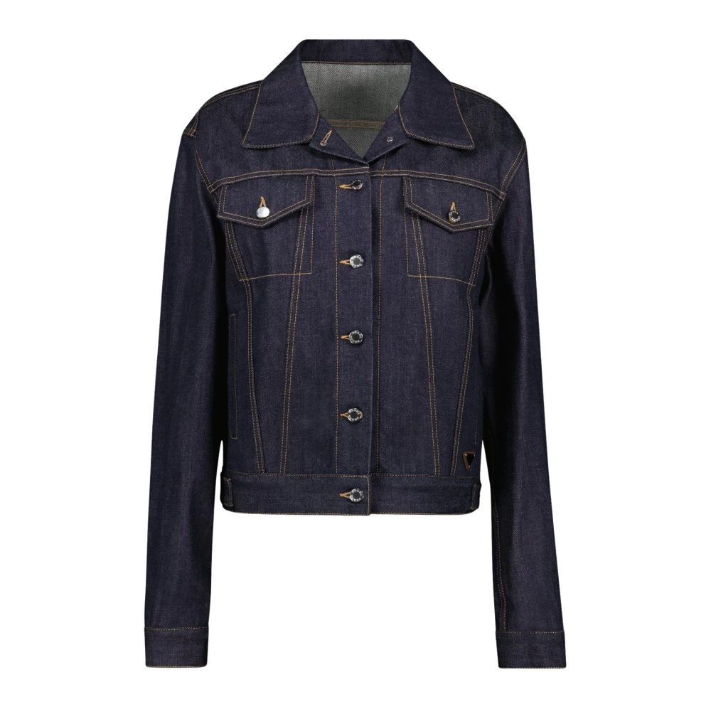 Prada Women's Blue Denim Jacket Classic Raw
