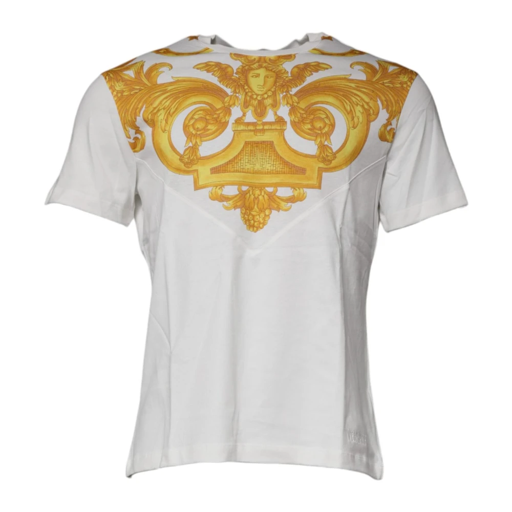 Versace Medusa Print Cotton Crew Neck T-shirt White Heren