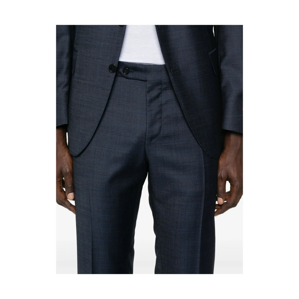 Canali Blauw Oxford Stijl Pak Blue Heren