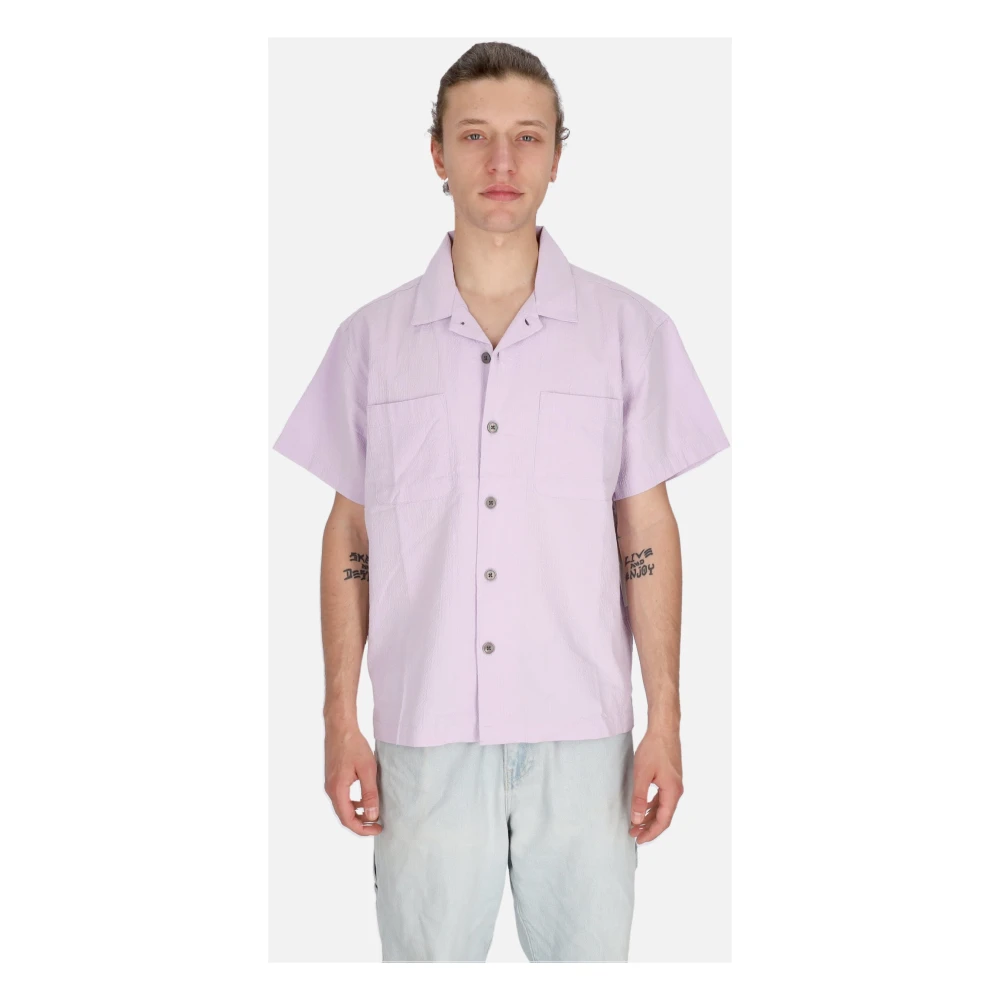 Obey Orchid Petal Geweven Shirt Korte Mouw Purple Heren