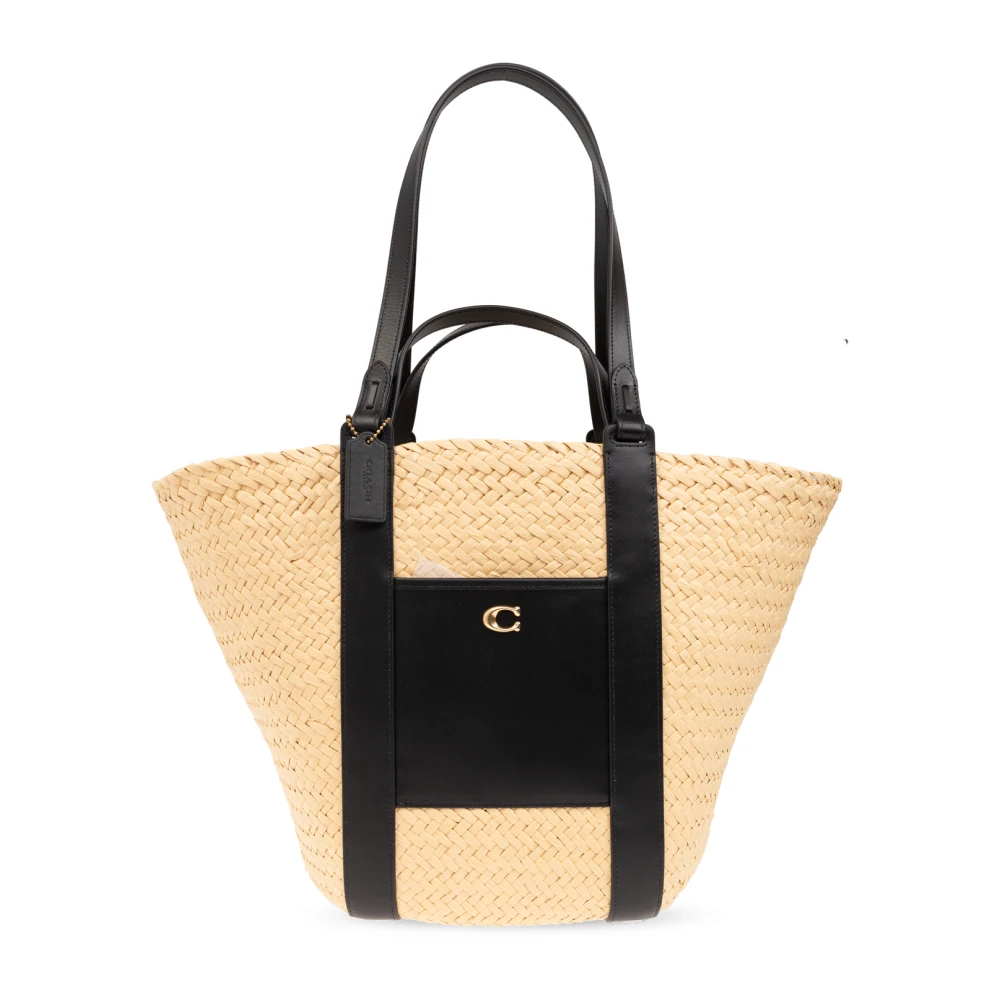 Coach Totes Straw Pocket Tote in beige