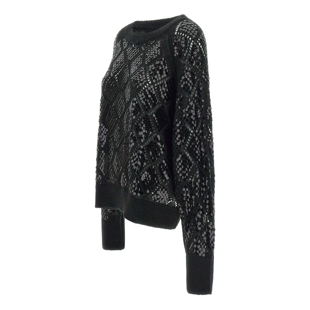 Rotate Birger Christensen Zwarte Pailletten Diamant Weefsel Trui Black Dames