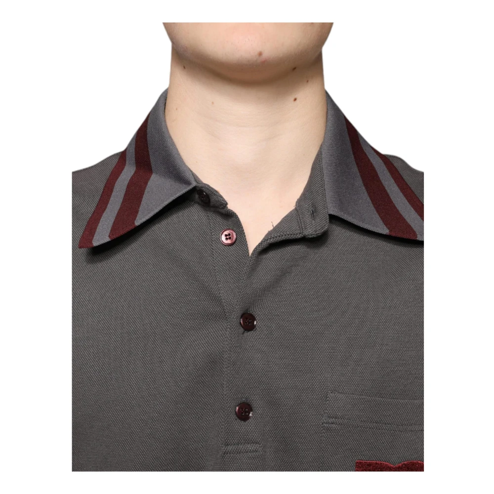Dolce & Gabbana Grijze Geborduurde Polo T-shirt met Logo Gray Heren