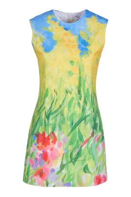 robe-courte-imprimee-jaune