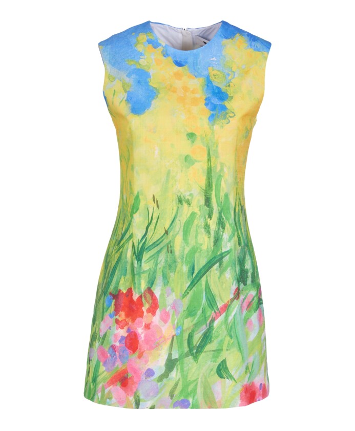 robe-courte-imprimee-jaune