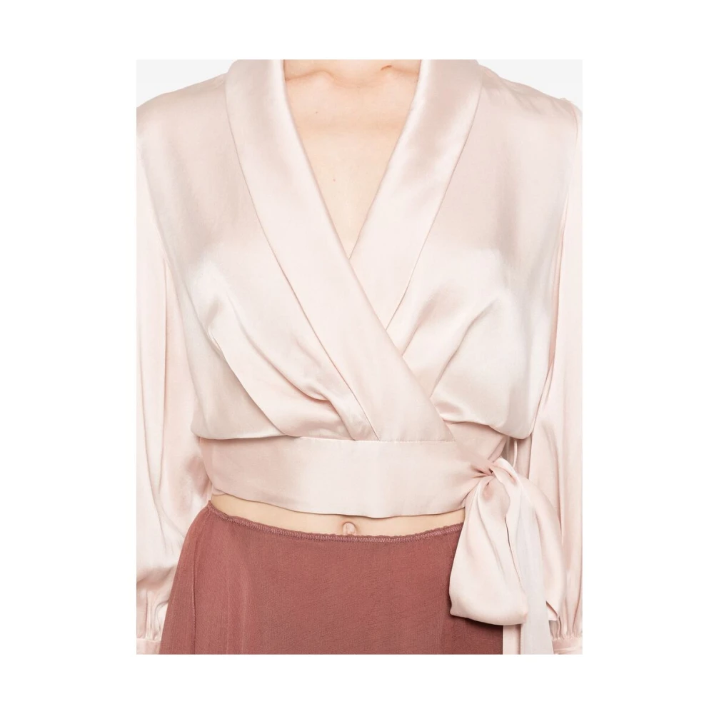 Zimmermann Zijden Satijnen Wrap Blouse Pink Dames