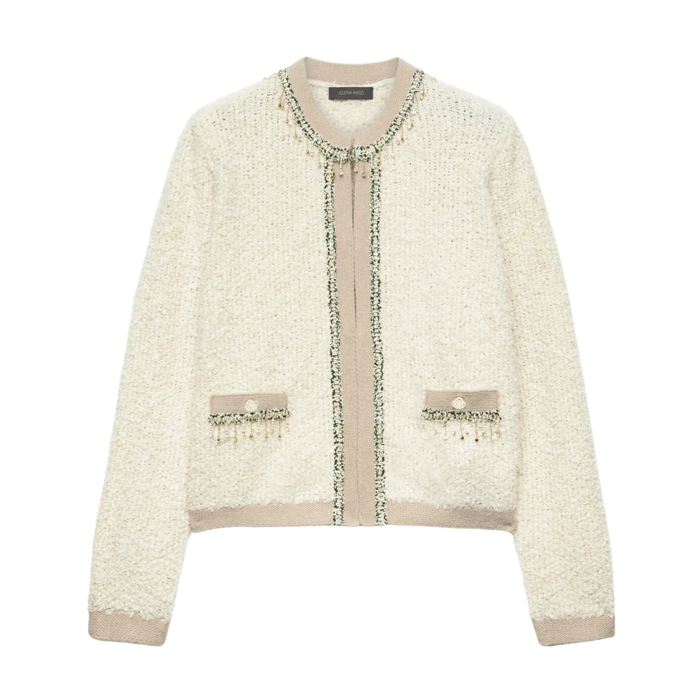 Elena Mirò Korte Geborduurde Vest Beige Dames