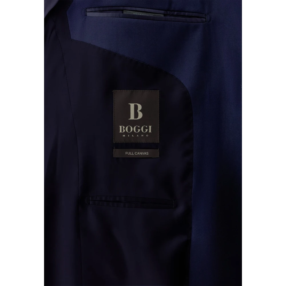 Boggi Milano Herenkostuum in Herringbone-patroon van zuivere Super 130 wol Blue Heren