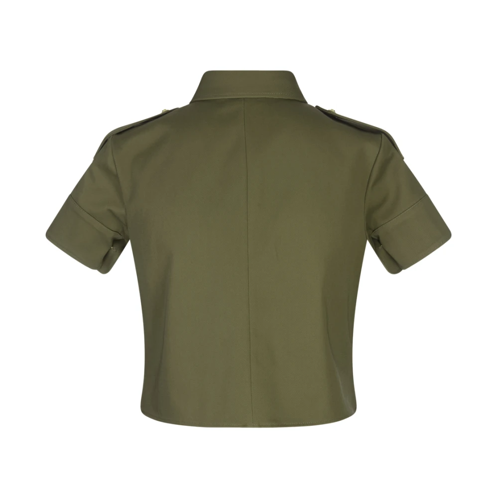 alexander mcqueen Groene Militaire Geknipte Shirt met Gouden Accenten Green Dames
