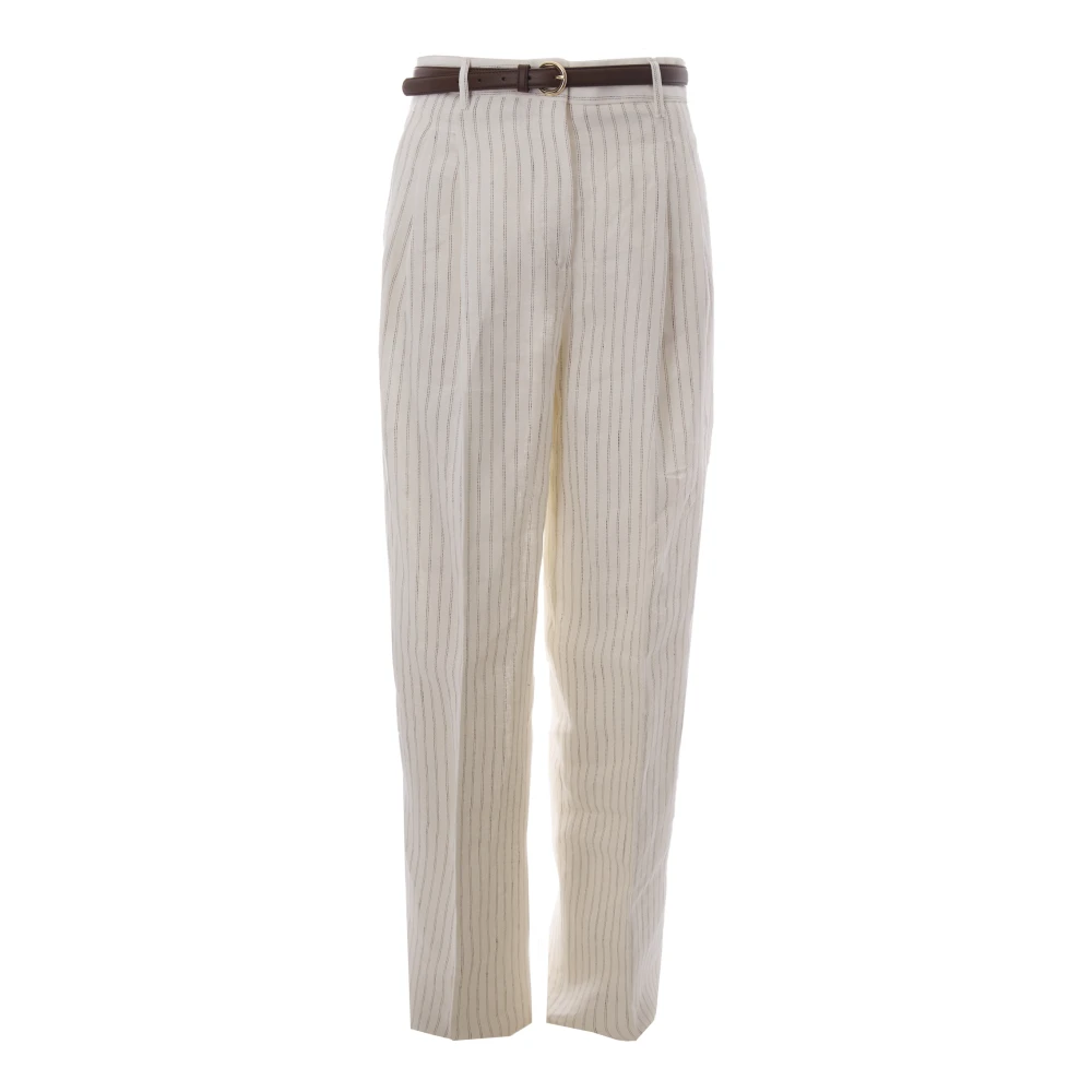 Max Mara Studio Women's Beige Wide Trousers - Wide Trousers - S - Trousers
