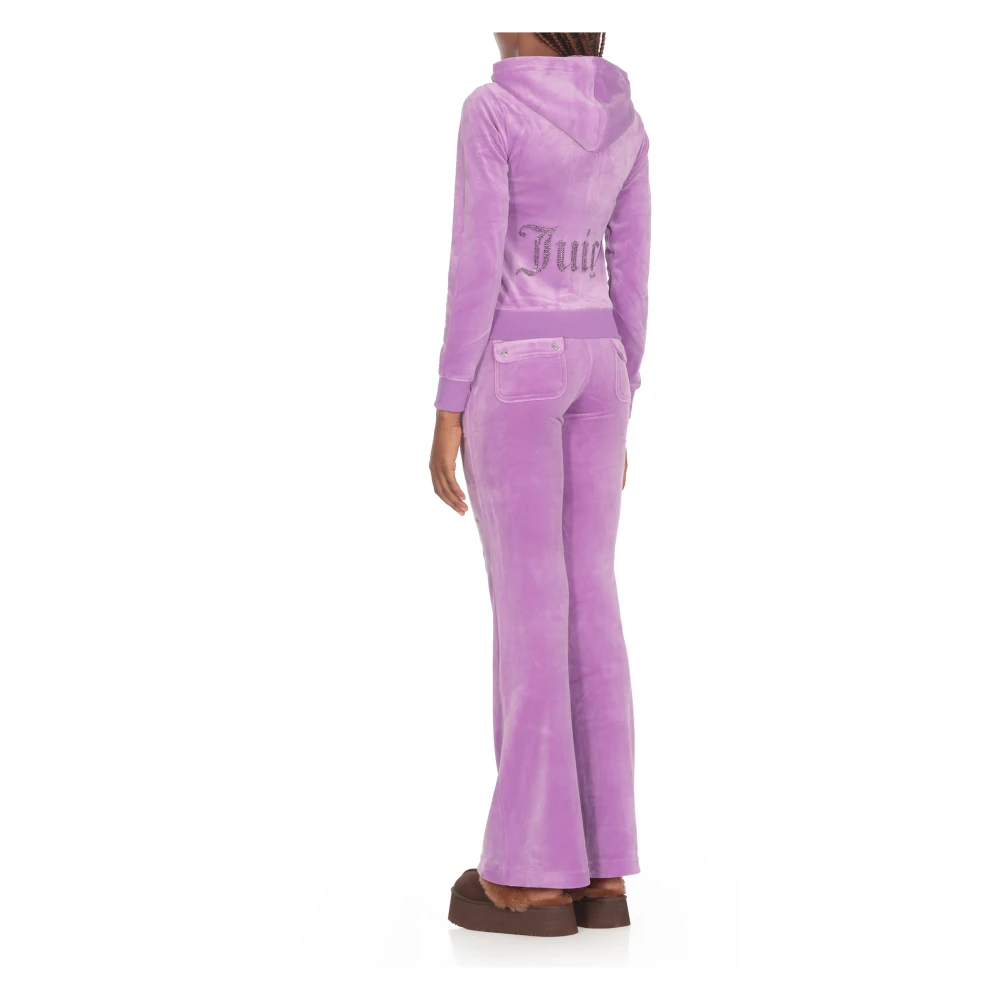 Juicy Couture Paarse hoodie met trekkoorden en strass Purple Dames
