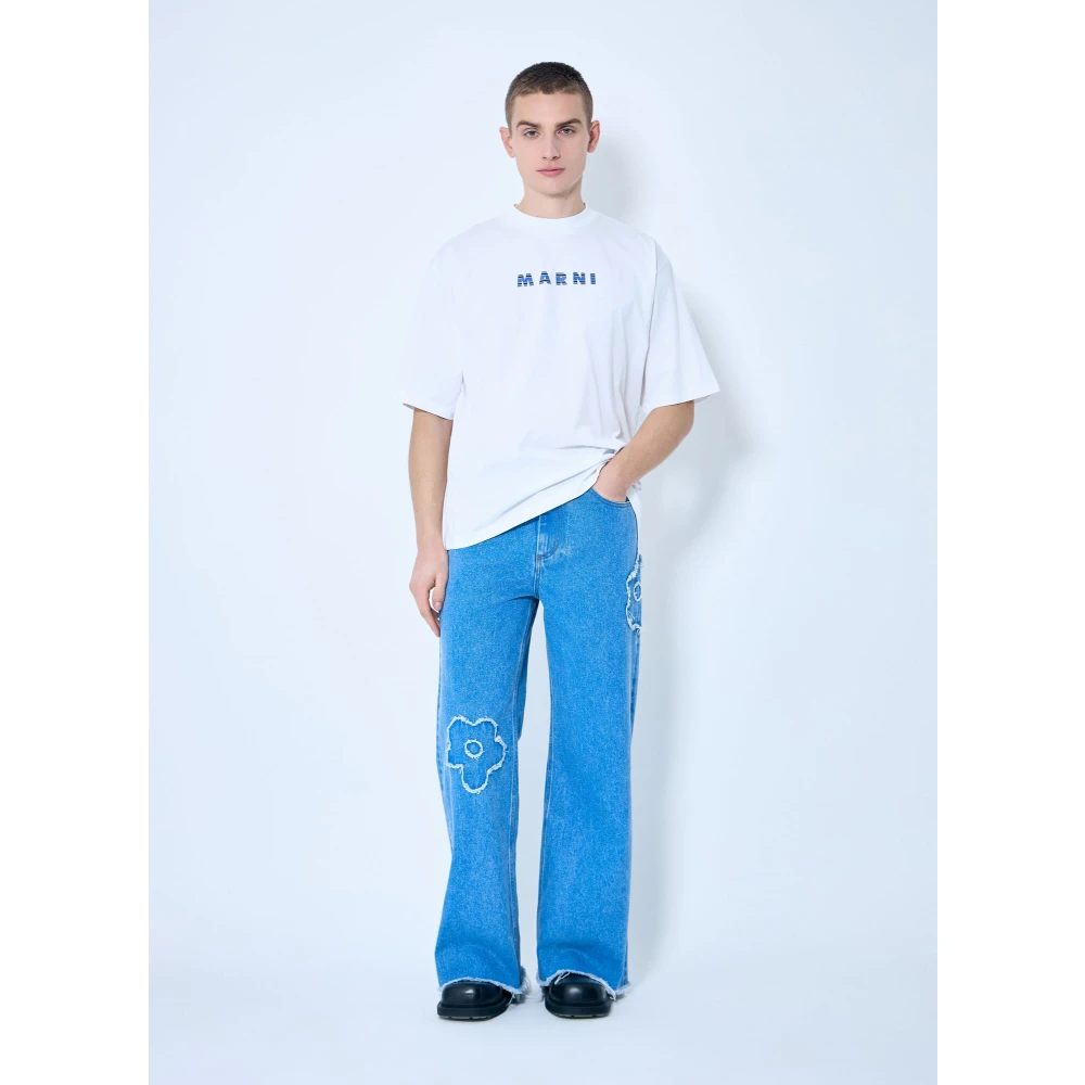 Marni Jubileum Grafische Print Katoenen T-shirt White Heren