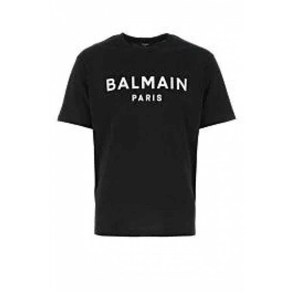 Balmain Logo-Bedrukt Katoenen T-Shirt Zwart Heren