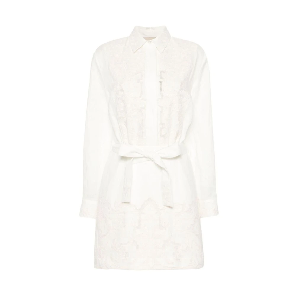 Alemais Witte Linnen Geborduurde Jurk White Dames