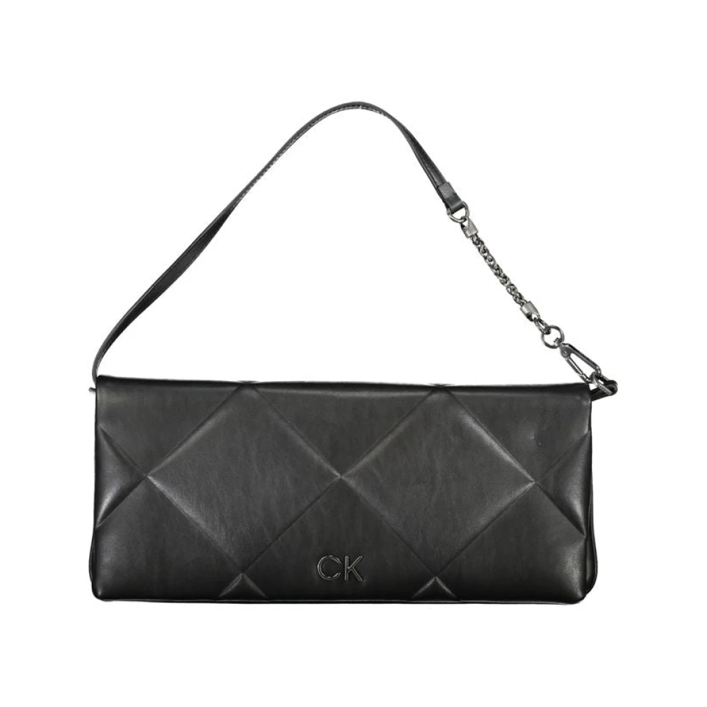 Calvin Klein , Shoulder Bags, Female, Black, One Size, Black Polyester Handbag With Shoulder Handle