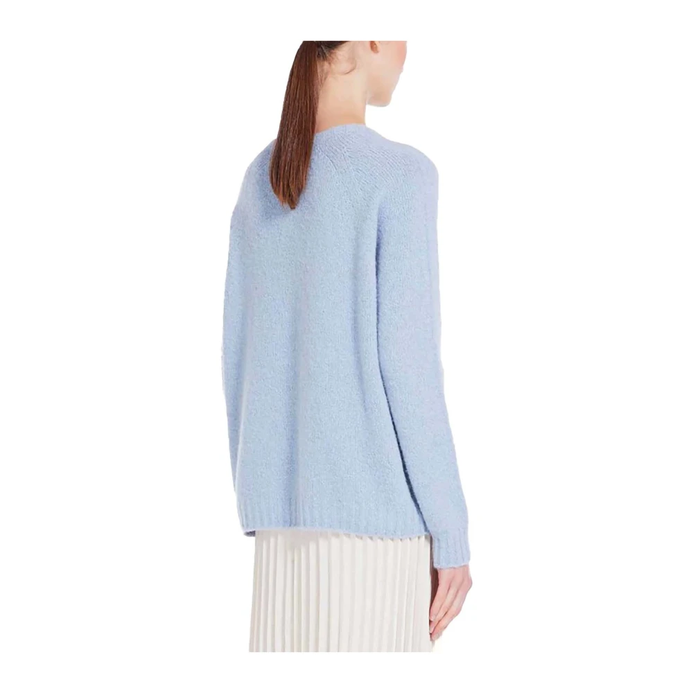 Max Mara Blauwe Crew Neck Sweater Alpaca Katoen Blue Dames