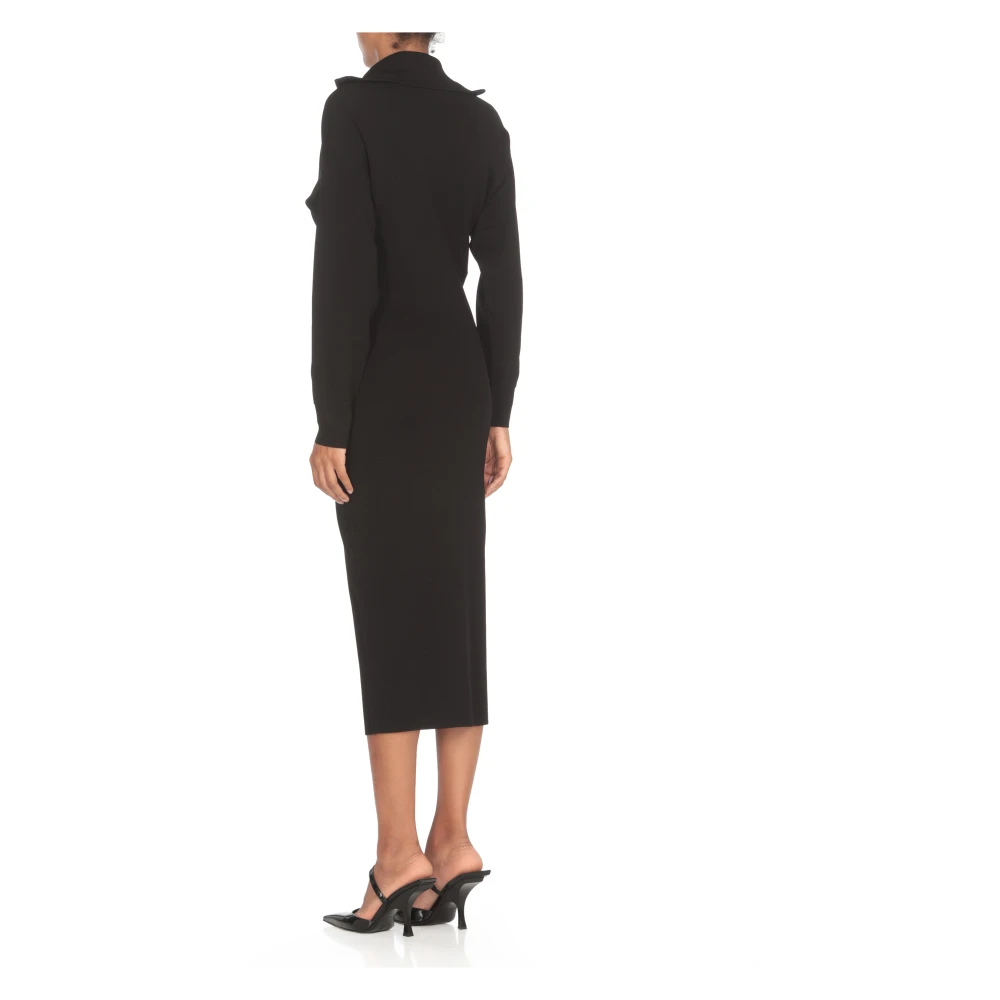 pinko Zwarte Jurk met Hoge Hals Black Dames
