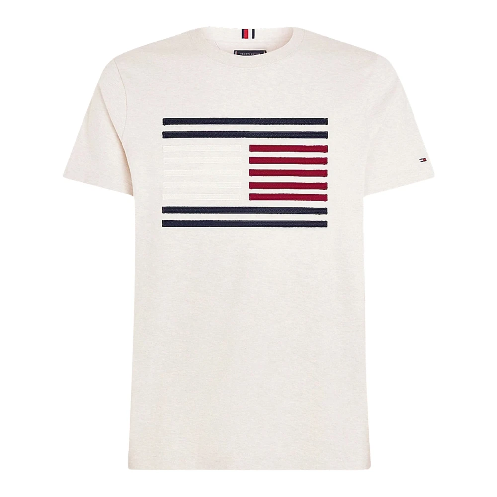 Tommy Hilfiger Maxi Grosgrain Flag Heren T-shirt Beige Heren