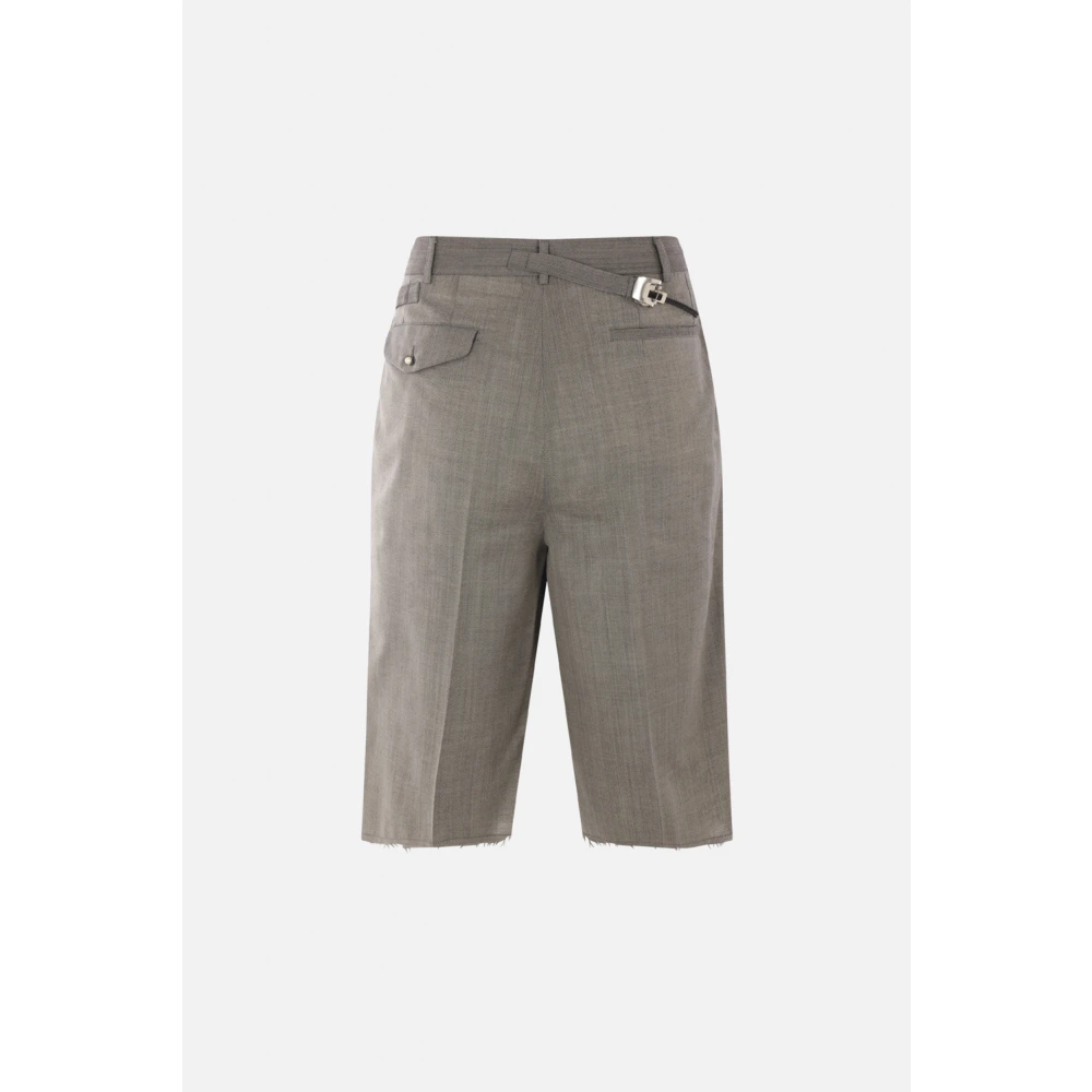 Magliano Grijze wollen shorts met riemlussen Gray Heren