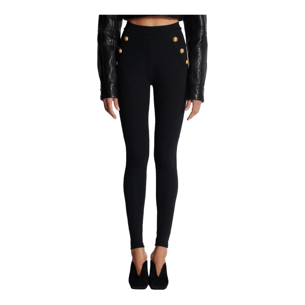 Balmain Jersey legging met 6 knopen Black Dames