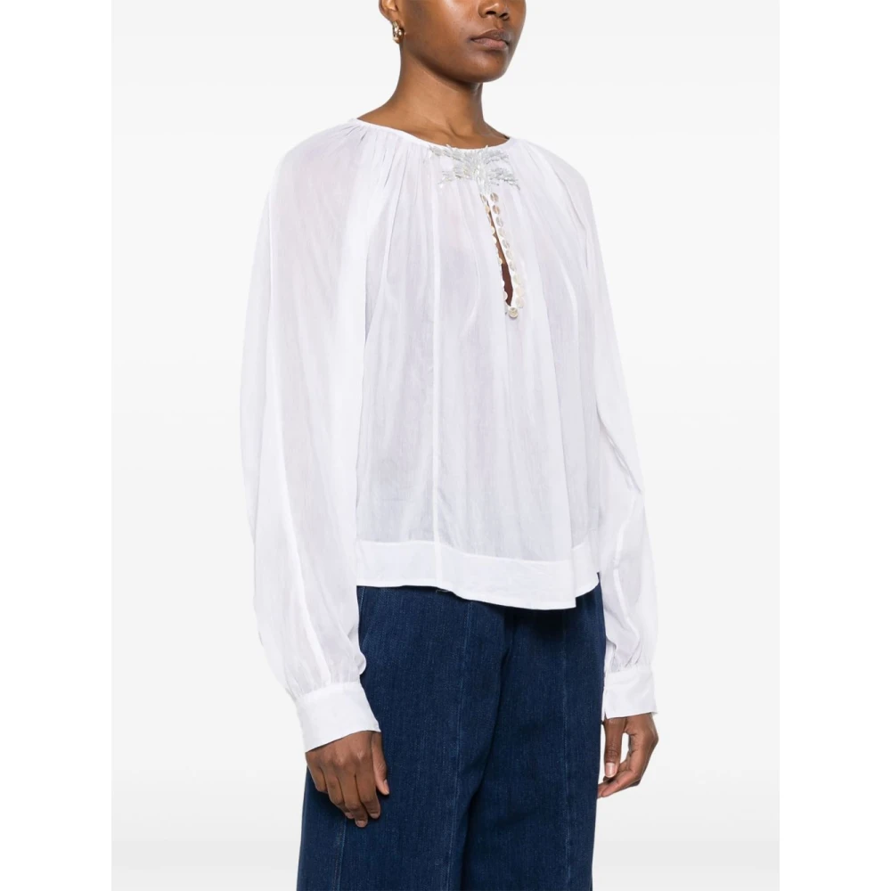 Forte Witte Zijden Katoenen Shirt White Dames