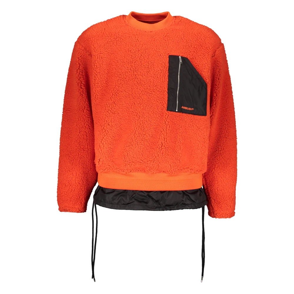 Ambush Fleece Sweatshirt met Technische Inzetstukken Orange Heren