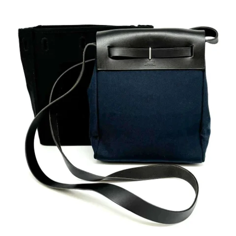 Hermès Vintage Pre-owned Canvas shoulder-bags Blue Dames