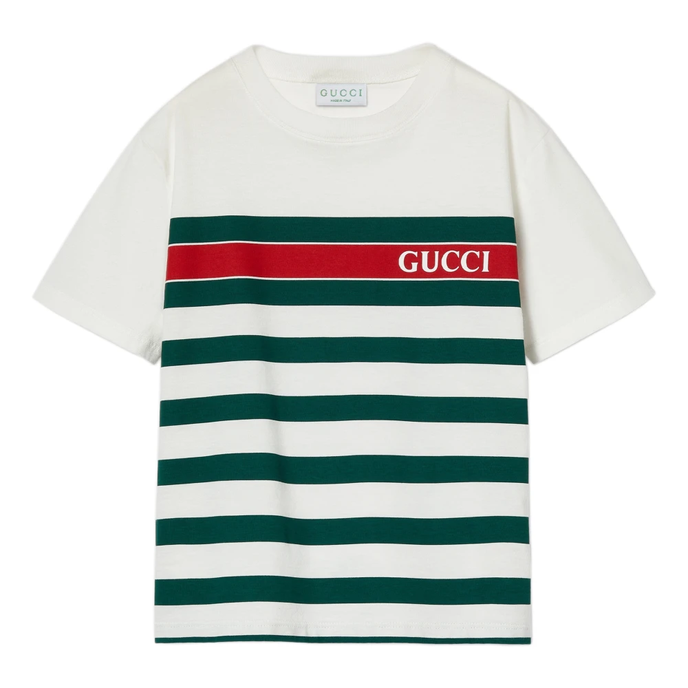 Gucci Randig Bomull Jersey Crew Neck T-shirt White, Pojke