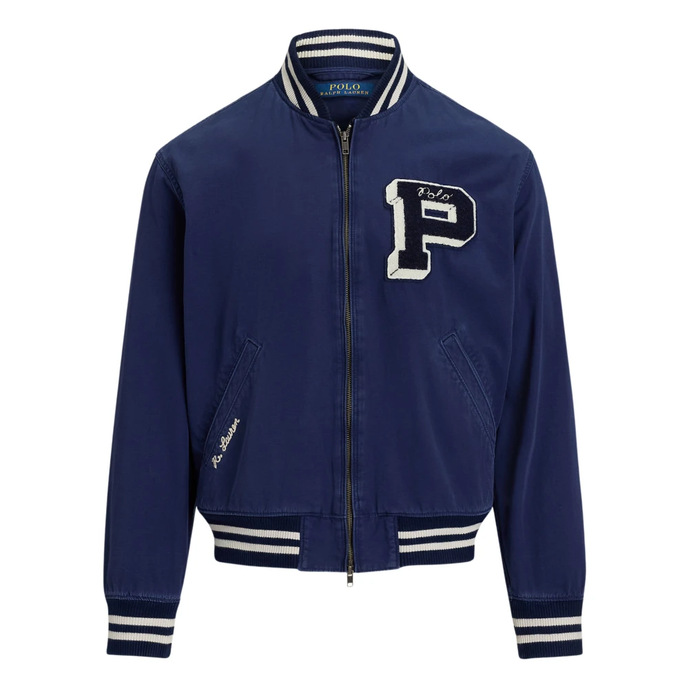 Ralph Lauren Men's Blue Embroidered Canvas Track Jacket - Bomber Jackets - S - Jackets