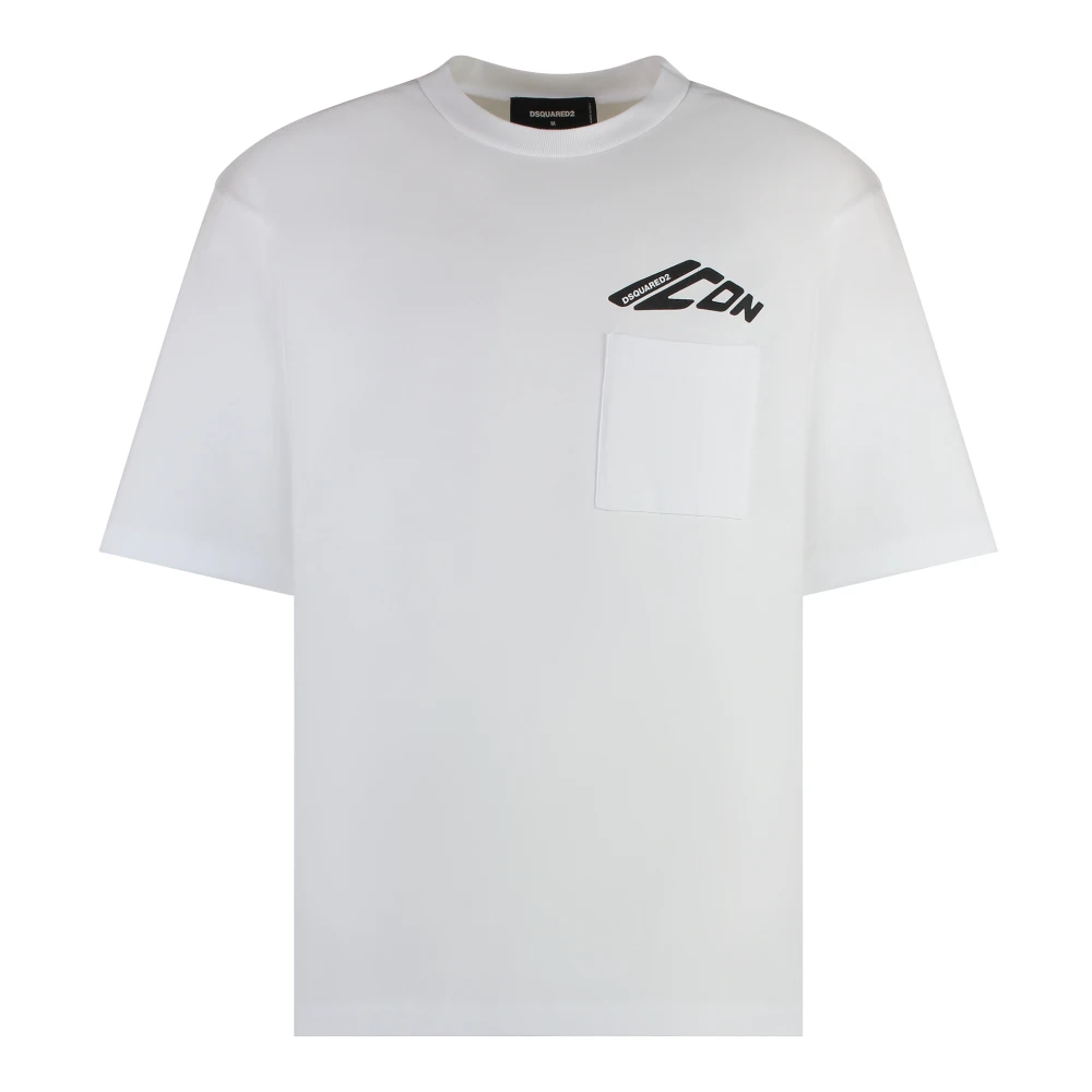 Dsquared2 Men's White Icon New Generation Loose Fit Pocket T-Shirt - T-Shirts - L - Tops