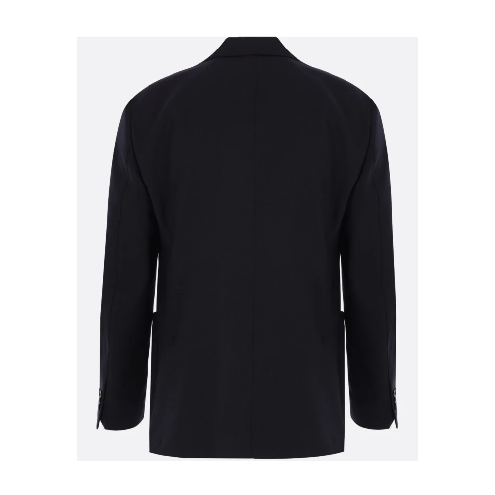 Lardini Blauwe dubbelrijige wollen jas Blue Heren