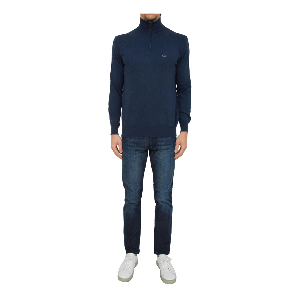 LA MARTINA Heren Tricot Half Zip Blauw Blue Heren