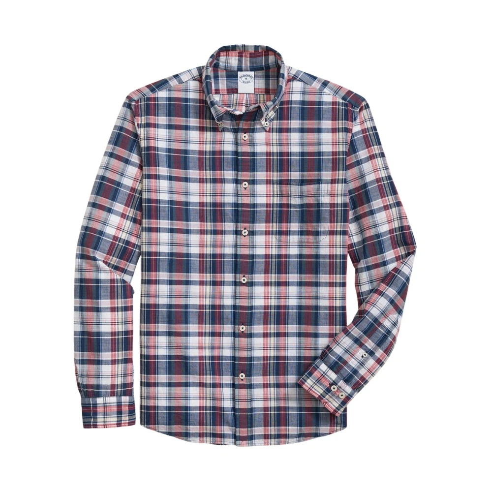 Brooks Brothers Regular Fit Katoen Madras Knoop Down Shirt Multicolor Heren