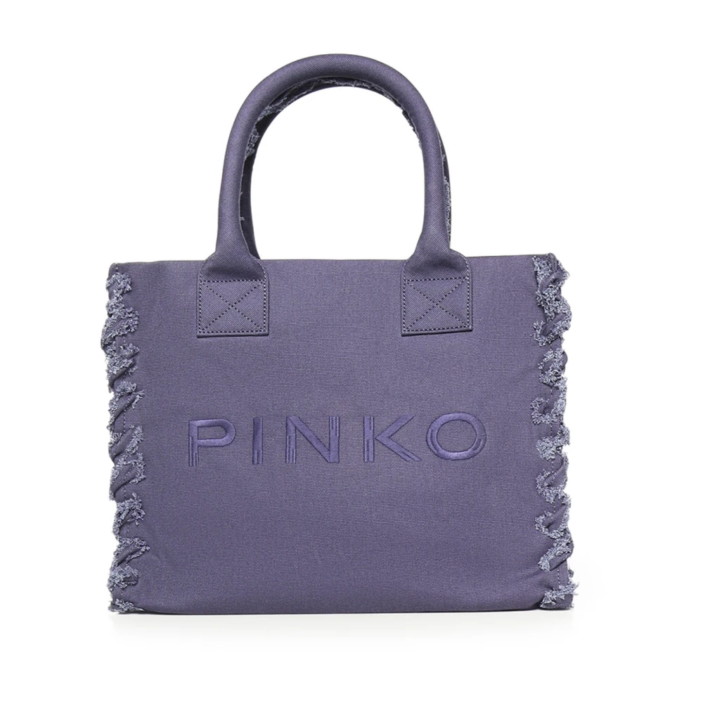 Pinko Frayed Lettering Medium Tote Bag - Female - Shopping Bags - Purple - One Size - Bags