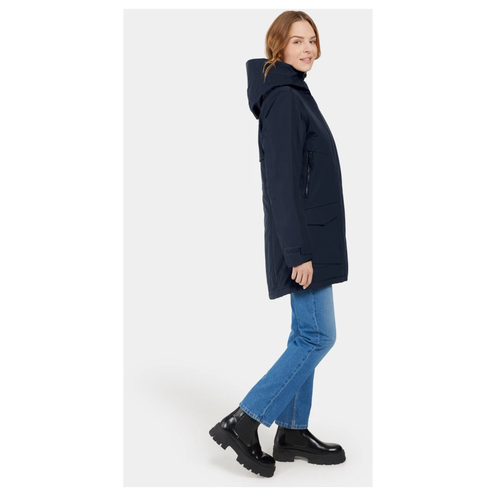 Didriksons Verstelbare Parka met Rits en Capuchon Blue Dames