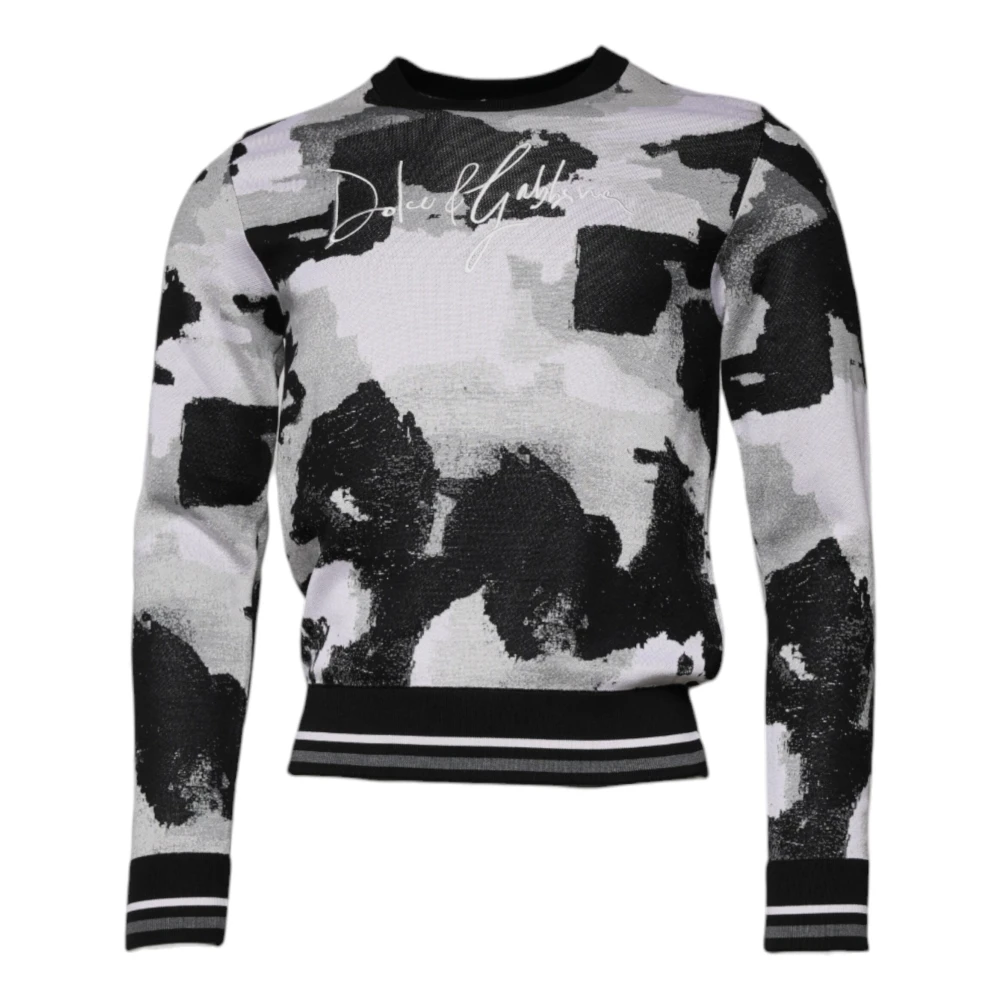 Dolce & Gabbana Men's Multicolor Camouflage Silk Pullover Jumper - Round-Neck Knitwear - S - Knitwear