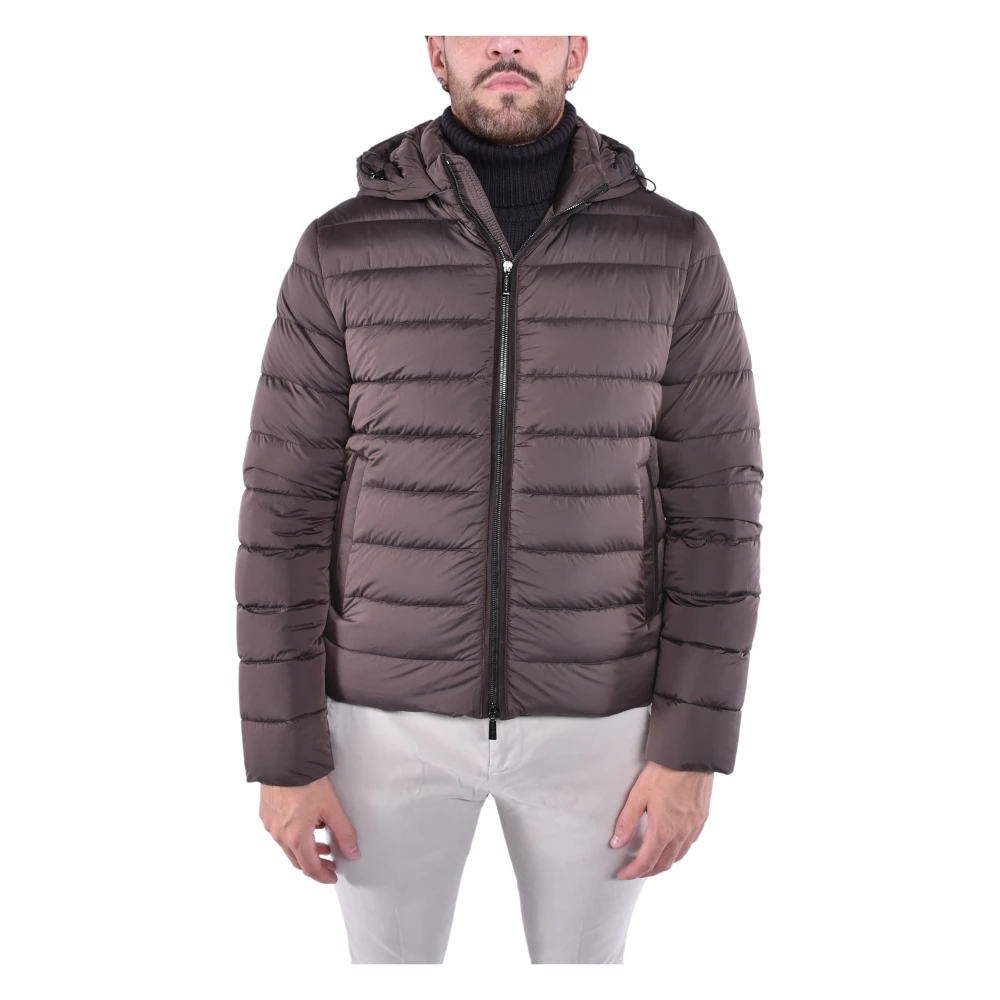 Moorer Men's Brown Winter Jackets, 2XL, Lightweight Hooded Down Jacket
