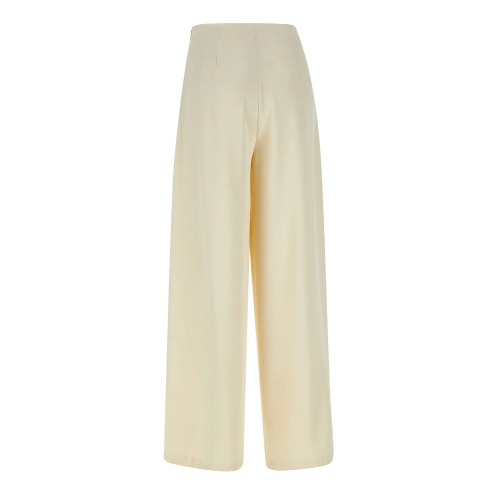 Kaos Witte Crepe Broek met Zijgleuven White Dames
